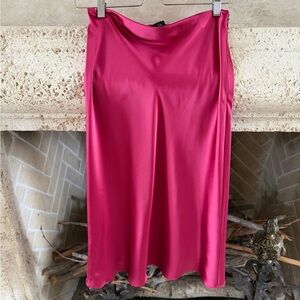 Club Monaco Fuchsia/Red Satin Midi Skirt